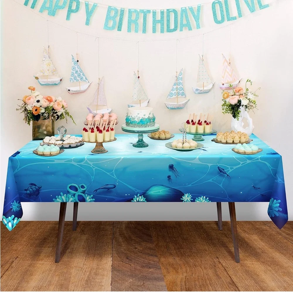 Ocean Blue Party Tablecloth Cheerland Under The Sea Party